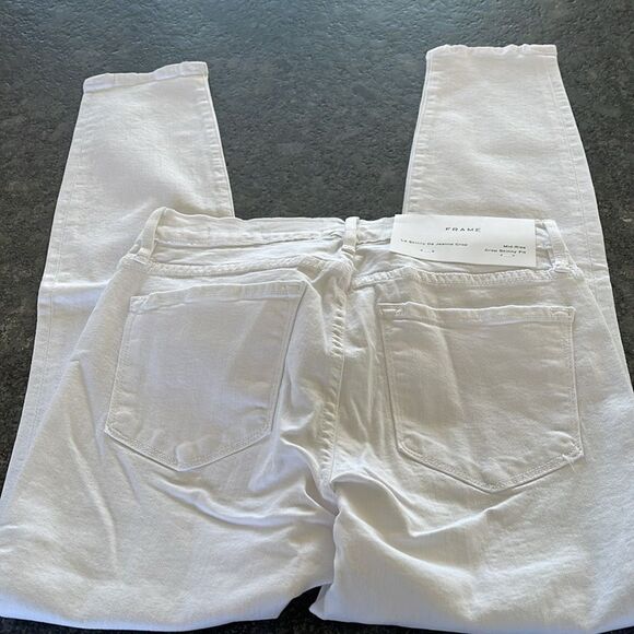 Frame Le Skinny de Jeanne Crop skinny fit jeans in white size 27 BNWT - Picture 7 of 7